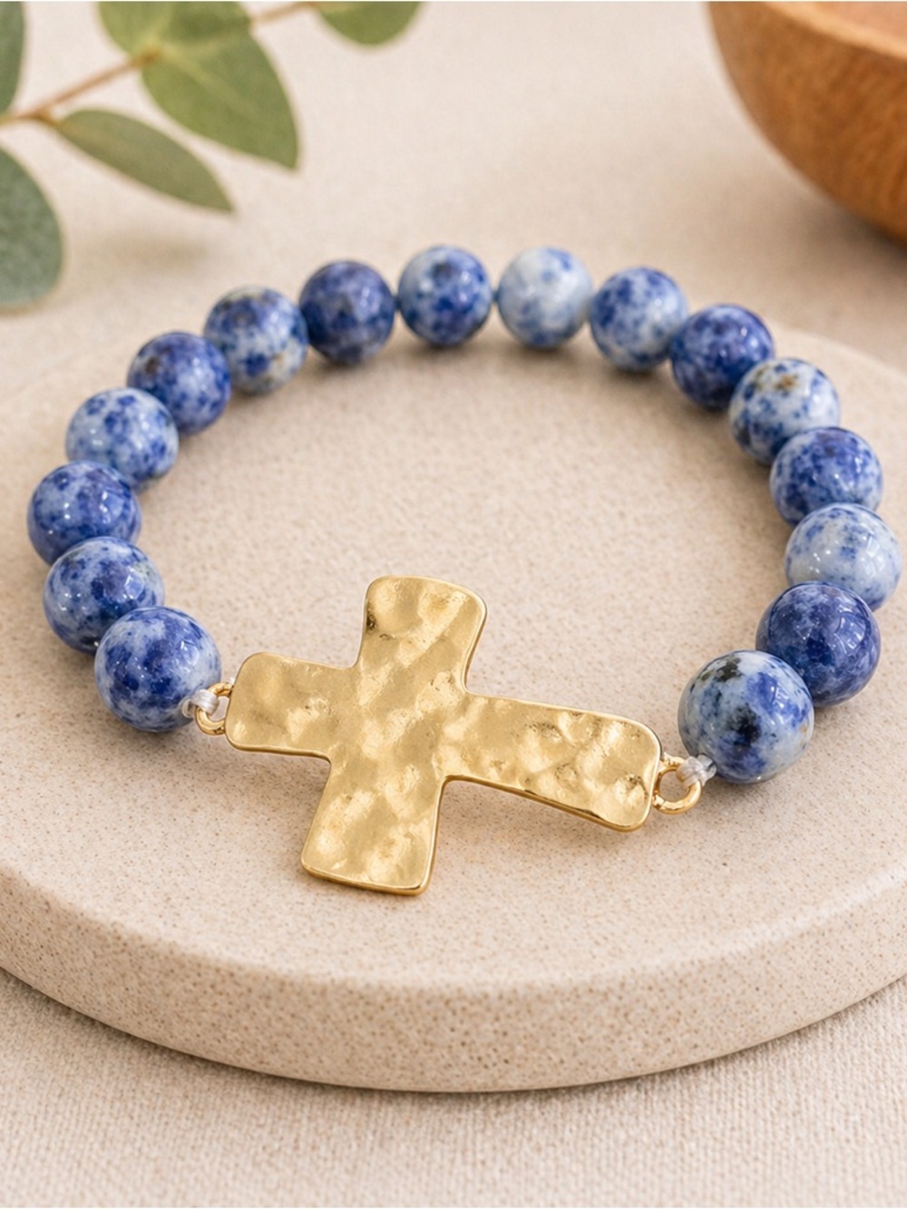 Hammered Cross Bracelet